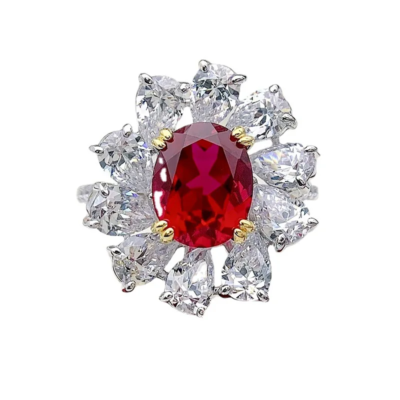 100% 925 Sterling Silver 9*11 Red Oval Sunflower Fashion Ring High Carbon Diamond For Women Sparking Wedding Fine Jewelry
100% 925 Sterling Silver 9*11 Red Oval Sunflower Fashion Ring High Carbon Diamond For Women Sparking Wedding Fine Jewelry