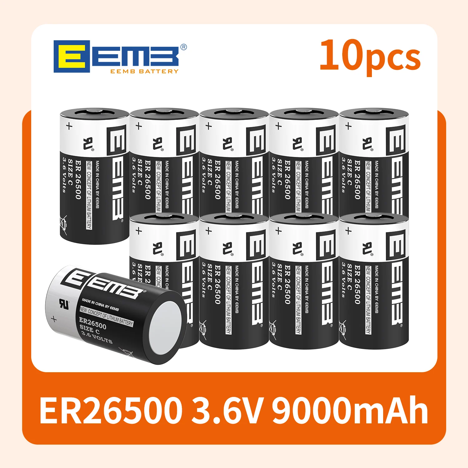 10PCS EEMB New lithium battery er26500 3.6V C size 9000mah Non rechargeable Factory Direct Shipping
10PCS EEMB New lithium battery er26500 3.6V C size 9000mah Non rechargeable Factory Direct Shipping