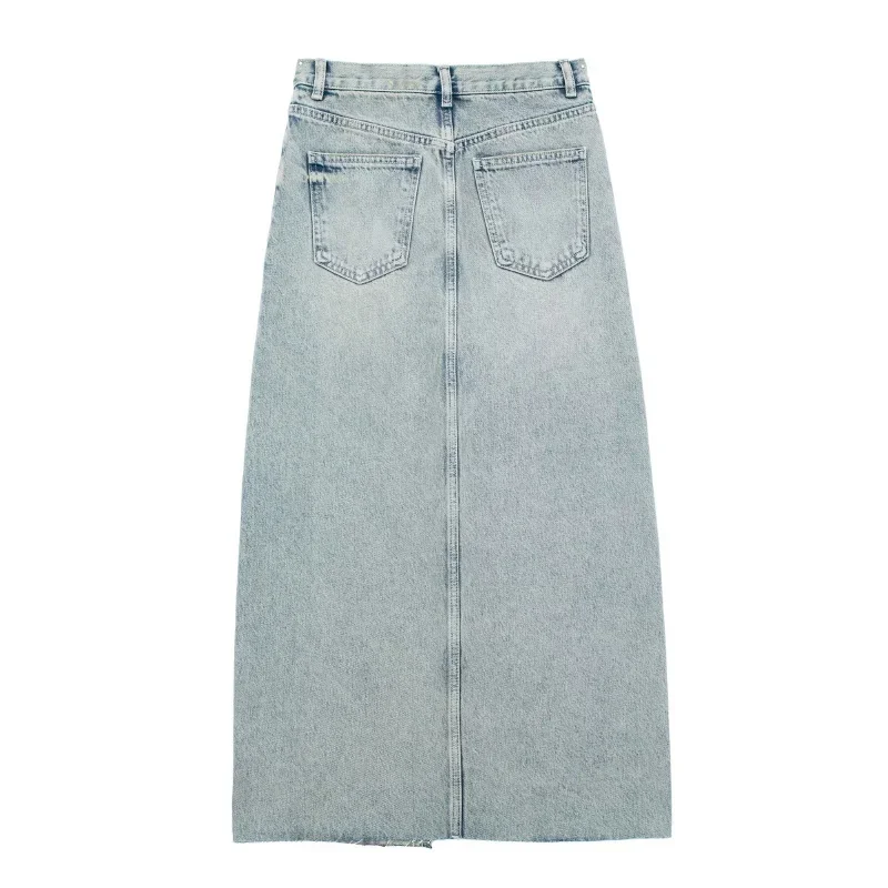 Women's Front Slit Blue Denim Skirt Pockets High Waist Slim Zipper Fly Midi Skirts 2023 Spring Female Casual Streetwear
Women's Front Slit Blue Denim Skirt Pockets High Waist Slim Zipper Fly Midi Skirts 2023 Spring Female Casual Streetwear