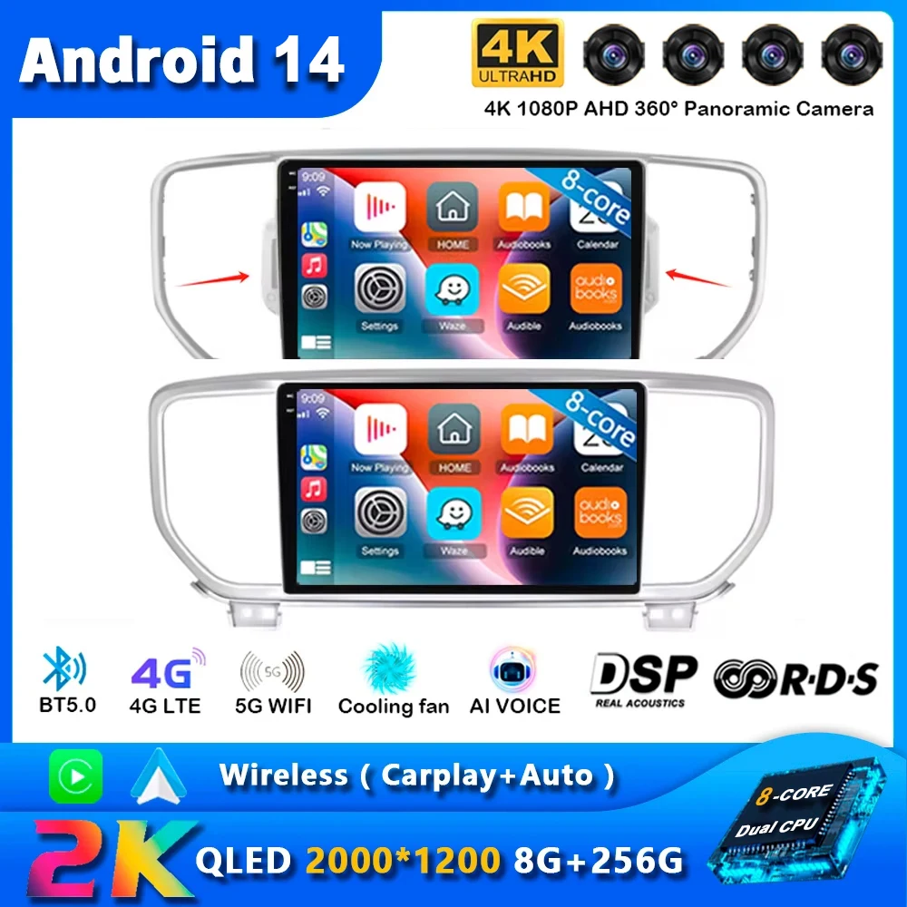 Android 14 Car Radio Carplay For Kia Sportage 4 QL 2018 - 2022 Navigation GPS Multimedia Player stereo wifi+4G Auto BT 360Camera
Android 14 Car Radio Carplay For Kia Sportage 4 QL 2018 - 2022 Navigation GPS Multimedia Player stereo wifi+4G Auto BT 360Camera