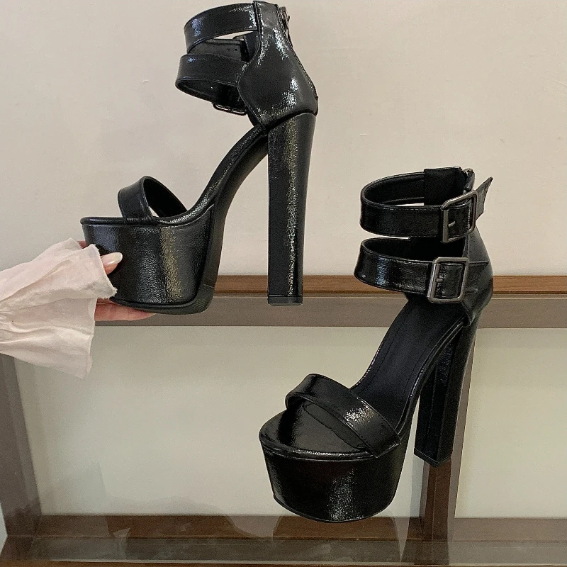 Aneikeh Fashion Punk Metal Buckle Open-toe Thick High Sandals Ultra-high Platform Women Rear Zipper Nightclub Banquet Party Shoe
Aneikeh Fashion Punk Metal Buckle Open-toe Thick High Sandals Ultra-high Platform Women Rear Zipper Nightclub Banquet Party Shoe