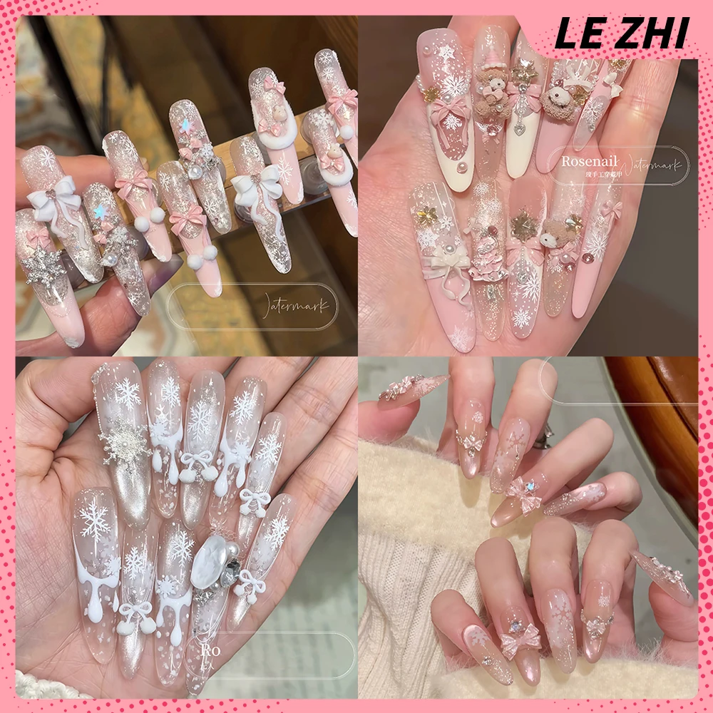 10Pcs Sweet Gentle Handmade Long Ellipse Reusable Press On Nails Snowflakes Bowknot Flower Diamond Pearl Cat Eyes Fake Nails
10Pcs Sweet Gentle Handmade Long Ellipse Reusable Press On Nails Snowflakes Bowknot Flower Diamond Pearl Cat Eyes Fake Nails