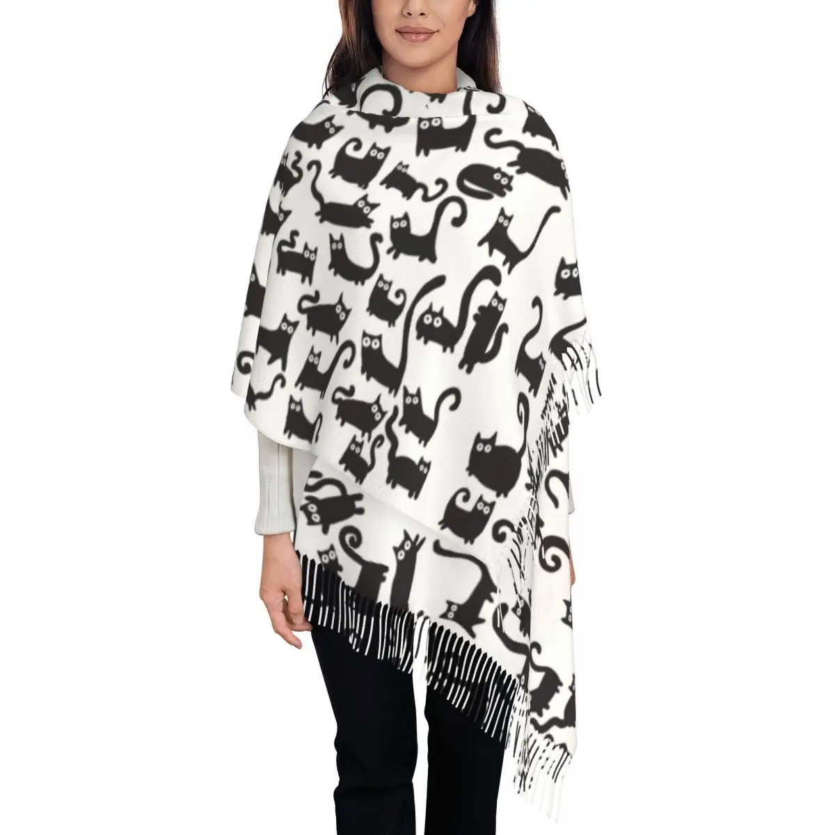 Black Cats Scarf Funny Animals Warm Soft Shawl Wrap with Long Tassel Women Casual Headwear Scarves Autumn Designer Bufanda Mujer
Black Cats Scarf Funny Animals Warm Soft Shawl Wrap with Long Tassel Women Casual Headwear Scarves Autumn Designer Bufanda Mujer