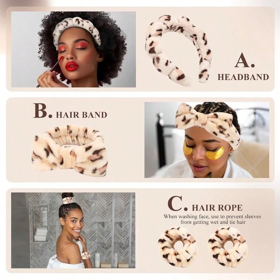 Soft Leopard Print Spa Headband Set For Women Face Wash Makeup Skincare Routine
Soft Leopard Print Spa Headband Set For Women Face Wash Makeup Skincare Routine