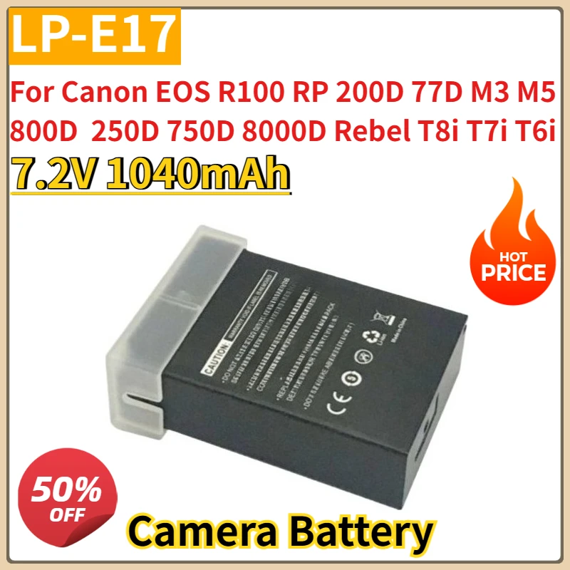 New 7.2V 1040mAh LP-E17 Camera Battery for Canon EOS R100 RP 200D 77D M3 M5 800D 250D 750D 8000D Rebel T8i T7i T6i T6s SL2
New 7.2V 1040mAh LP-E17 Camera Battery for Canon EOS R100 RP 200D 77D M3 M5 800D 250D 750D 8000D Rebel T8i T7i T6i T6s SL2