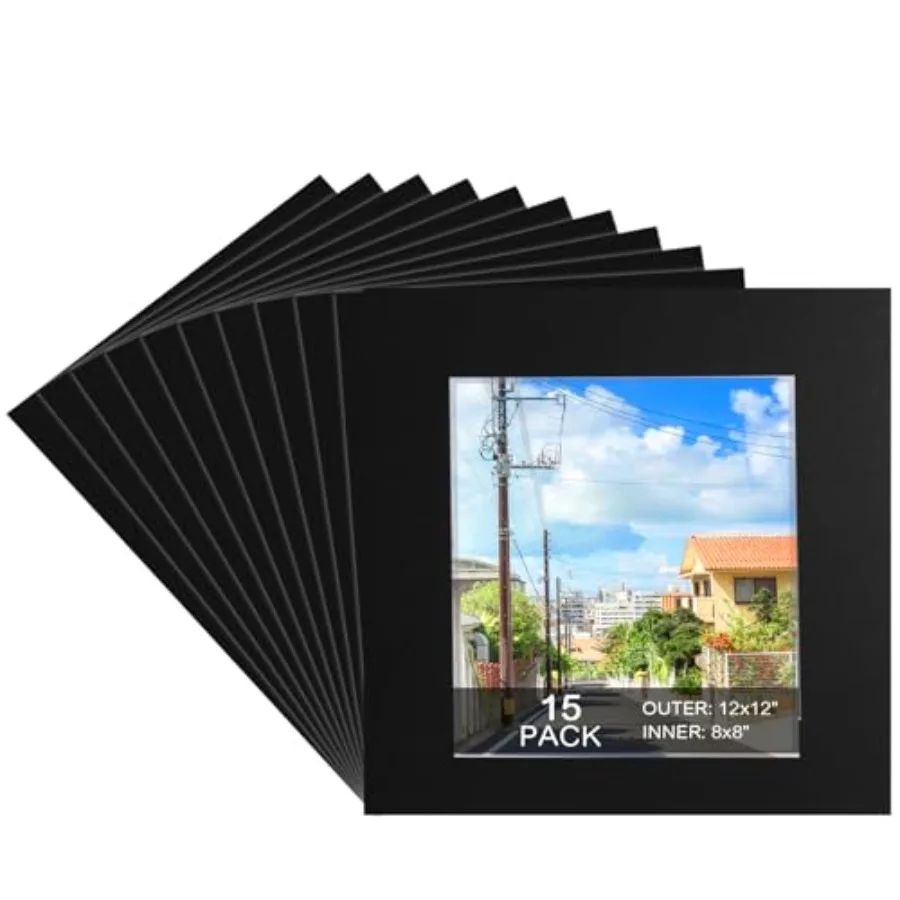 15 Pack 12x12 Black Picture Mats, Frame Mattes for 8x8 Pictures Display Photo Frame Mat Core Bevel Cut Mat Board Show Kit for P
15 Pack 12x12 Black Picture Mats, Frame Mattes for 8x8 Pictures Display Photo Frame Mat Core Bevel Cut Mat Board Show Kit for P