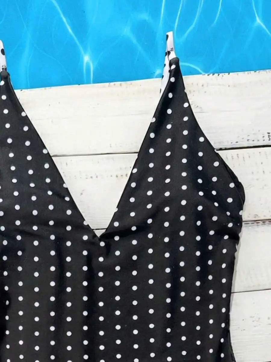 Reversible Polka Dot Spaghetti Strap One-Piece Swimsuit For Women
Reversible Polka Dot Spaghetti Strap One-Piece Swimsuit For Women