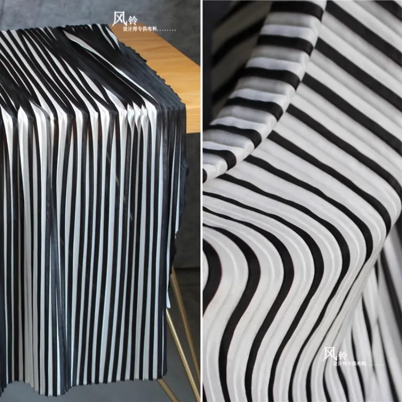 Pleated Fabric Black White Stripe Soft Gauze Creative Sewing Art Background Decor Skirts Dress Clothes Designer Fabric
Pleated Fabric Black White Stripe Soft Gauze Creative Sewing Art Background Decor Skirts Dress Clothes Designer Fabric