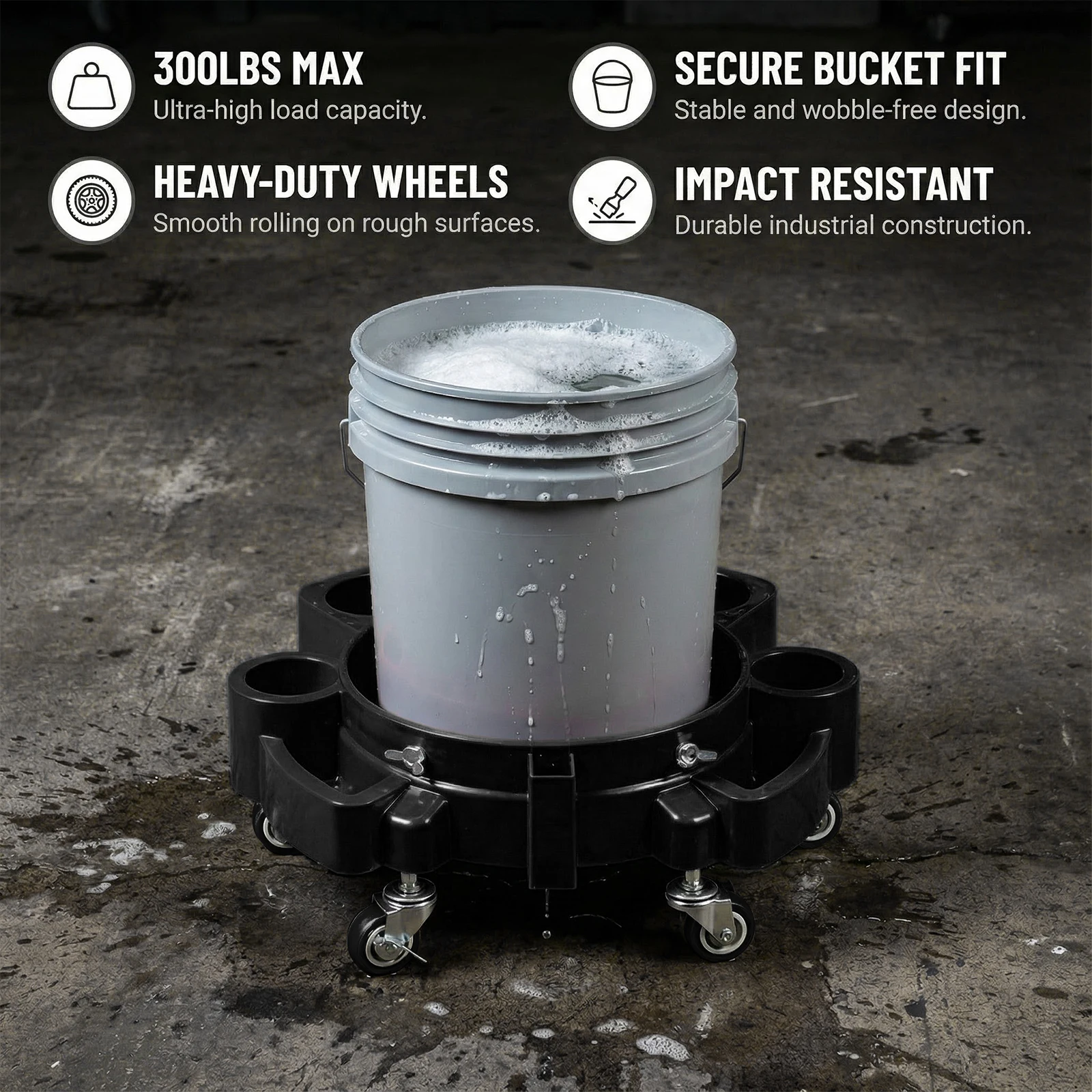 Rolling Bucket Dolly with Wheels Heavy Duty Mobile Dolly Cart for Garage (Black)
Rolling Bucket Dolly with Wheels Heavy Duty Mobile Dolly Cart for Garage (Black)