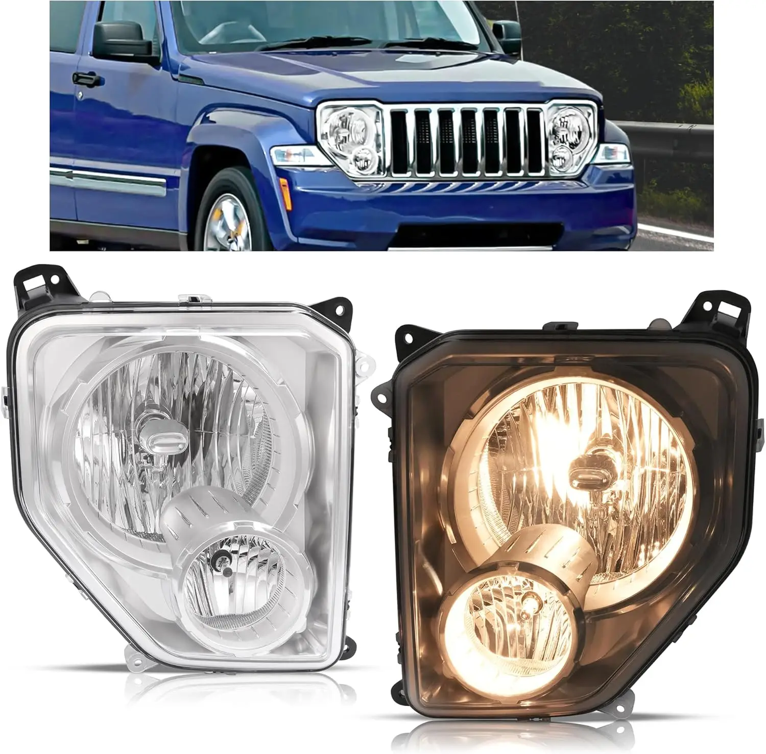 Pair Headlight Assembly w/Fog Light Compatible with 2008-2012 Jeep Liberty Replacement for CH2502196 CH2503196 Front Headlamp Fo
Pair Headlight Assembly w/Fog Light Compatible with 2008-2012 Jeep Liberty Replacement for CH2502196 CH2503196 Front Headlamp Fo