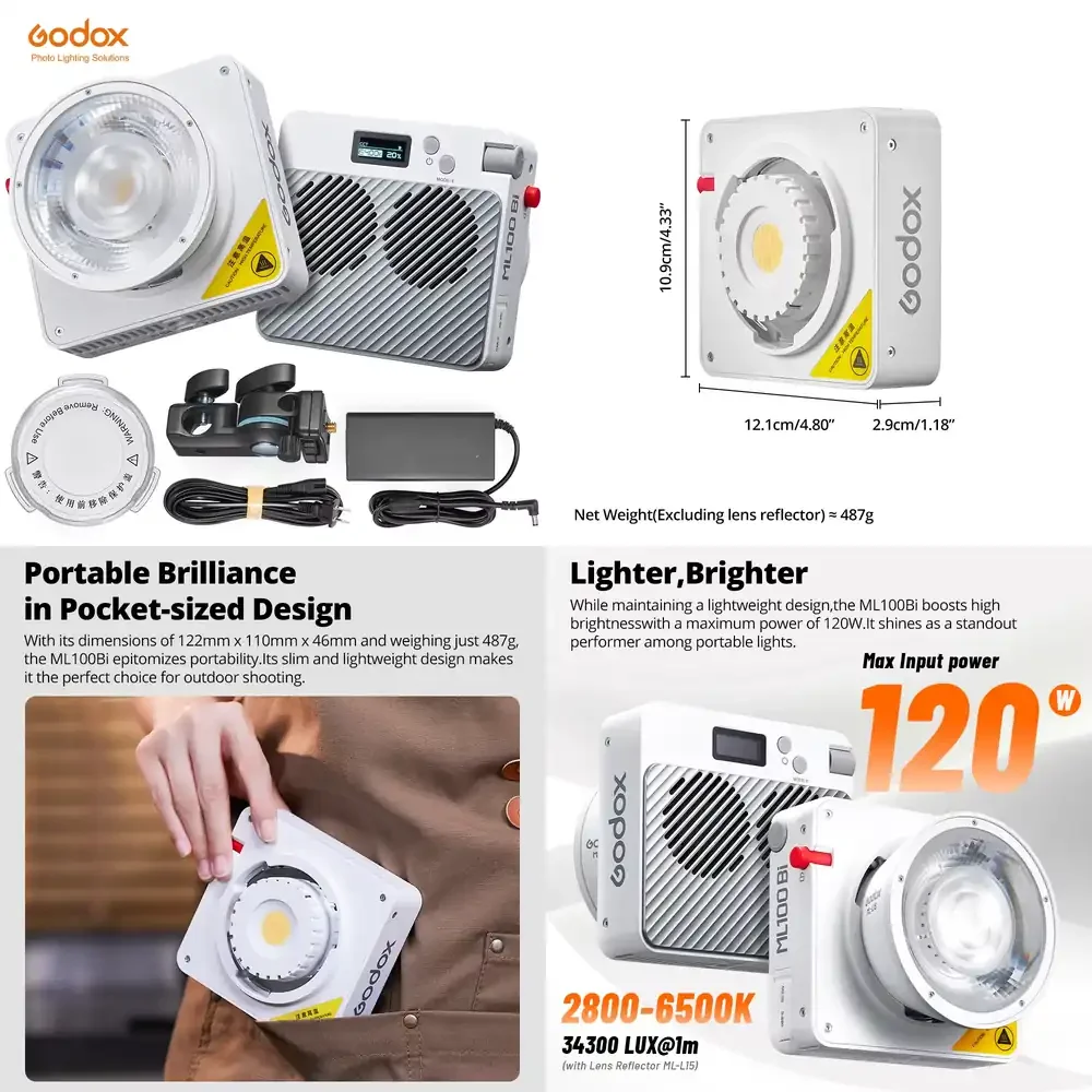 ML100Bi 120W Portable Bi-Color LED Photography Lamp Onboard & App Control for Video Recording & Live Streaming
ML100Bi 120W Portable Bi-Color LED Photography Lamp Onboard & App Control for Video Recording & Live Streaming