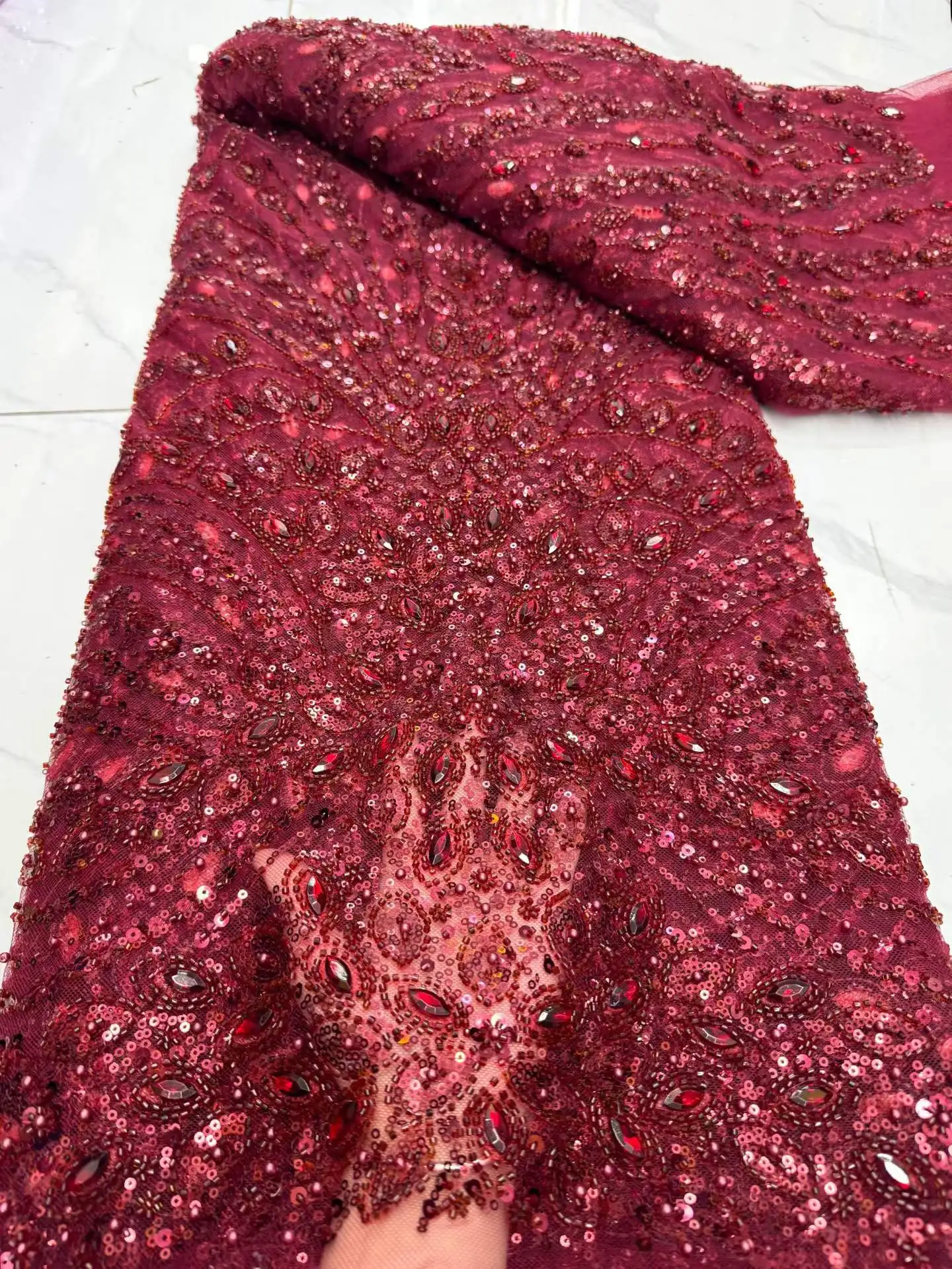 Nigerian Beaded Embroidery Lace 2026 High Quality French Net Sequins Tulle African Lace Fabric for Luxury Wedding Party Women
Nigerian Beaded Embroidery Lace 2026 High Quality French Net Sequins Tulle African Lace Fabric for Luxury Wedding Party Women