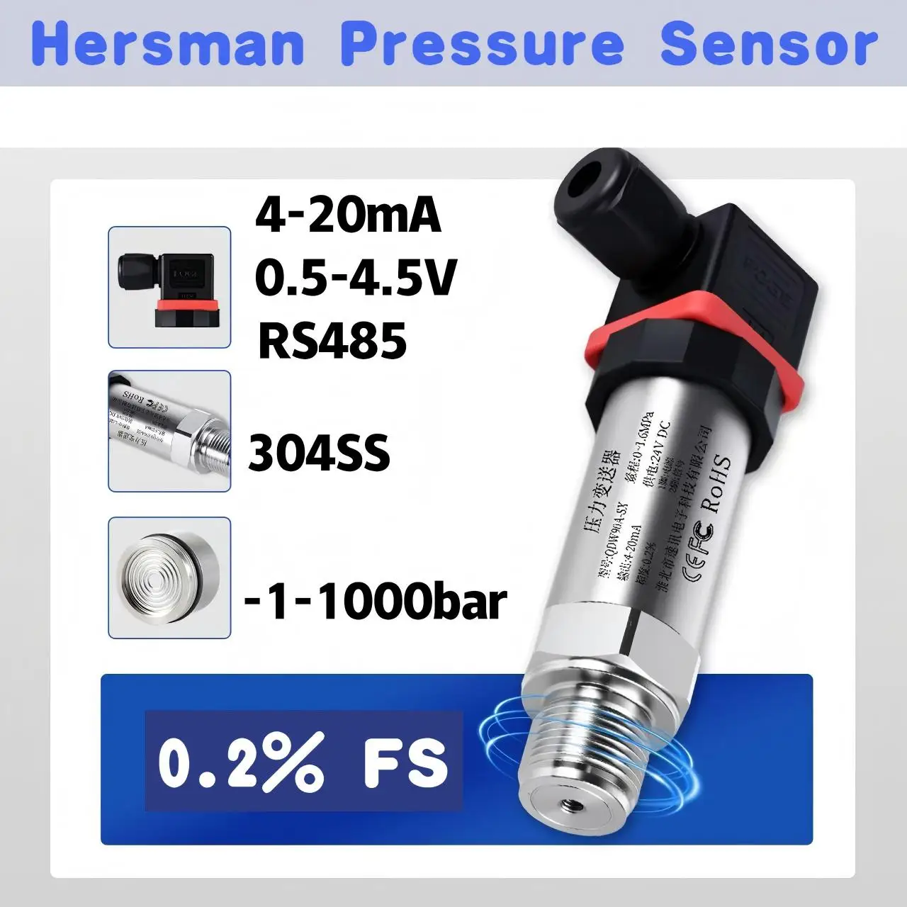 G1/4 0-30bar to 4-20mA Pressure Sensor Transmitter Water Oil Gas 0.5-4.5V 10V RS485 24VDC Vacuum Gauge Pressure Transducer
G1/4 0-30bar to 4-20mA Pressure Sensor Transmitter Water Oil Gas 0.5-4.5V 10V RS485 24VDC Vacuum Gauge Pressure Transducer