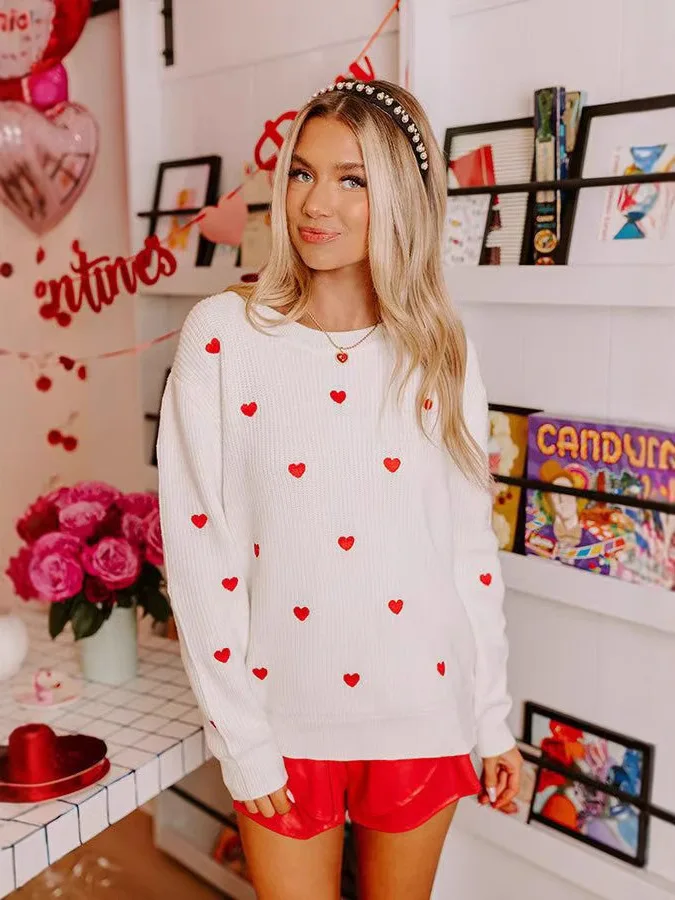 Модный женский свитер с круглым вырезом и длинными рукавами, с узором в виде сердца, на День святого Валентина, вязаный, мягкий, уютный, эластичный, трендовый, милый, с любовным принтом
Модный женский свитер с круглым вырезом и длинными рукавами, с узором в виде сердца, на День святого Валентина, вязаный, мягкий, уютный, эластичный, трендовый, милый, с любовным принтом