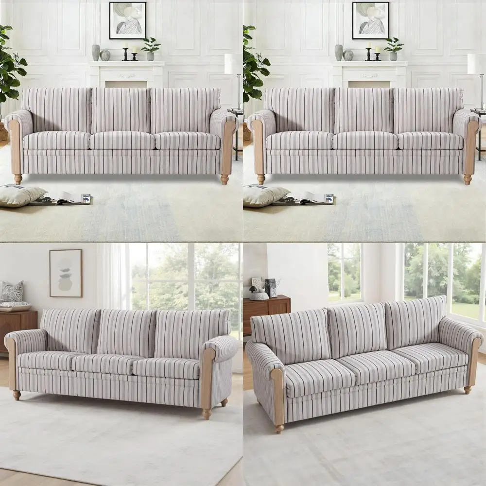 3 Seater Couch,armhouse Soa with Solid Wood e and Rolled Armrests,Deep Seat Couch with Plush Cushions in Durable Stripe abric or
3 Seater Couch,armhouse Soa with Solid Wood e and Rolled Armrests,Deep Seat Couch with Plush Cushions in Durable Stripe abric or