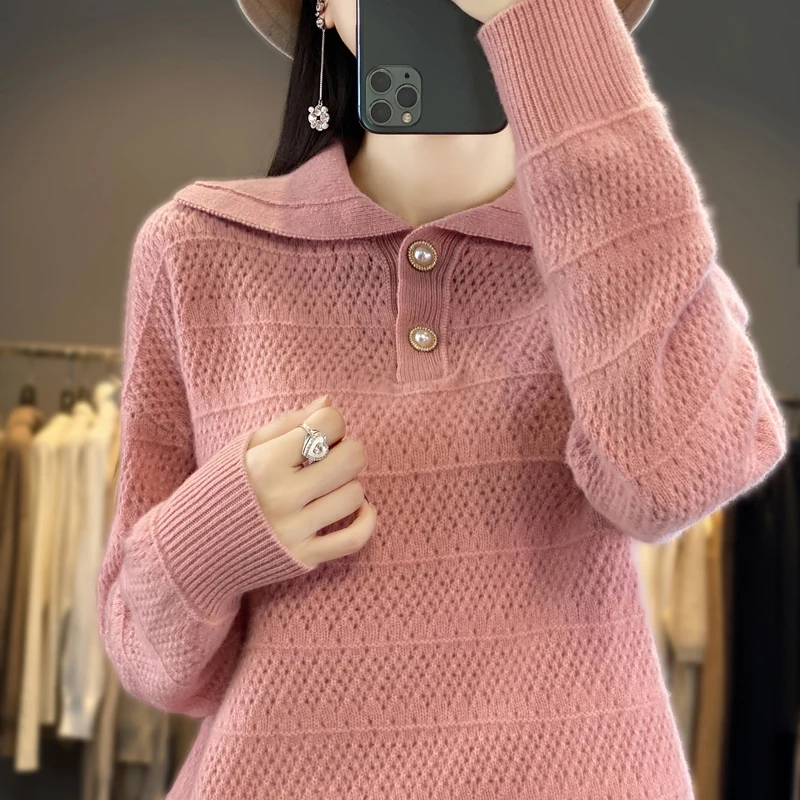 Women POLO Shirts Winter Soft Warm Pullovers 100% Wool Knitted Jumpers Female Sweaters for Ladies YL01
Women POLO Shirts Winter Soft Warm Pullovers 100% Wool Knitted Jumpers Female Sweaters for Ladies YL01