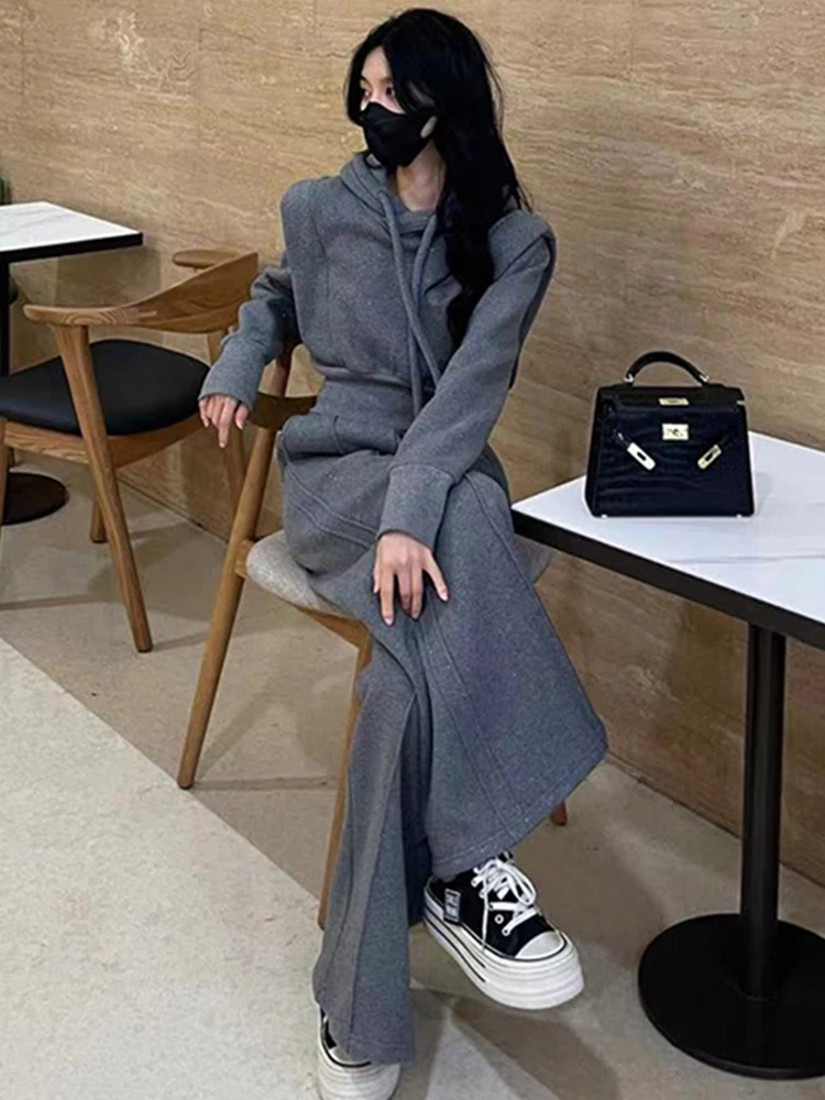 Grey Casual Sportswear Set Women's Fashionable Hat Hoodie Wide Leg Pants Two Piece Suit Long Sleeve Long Pants Spring 2024
Grey Casual Sportswear Set Women's Fashionable Hat Hoodie Wide Leg Pants Two Piece Suit Long Sleeve Long Pants Spring 2024