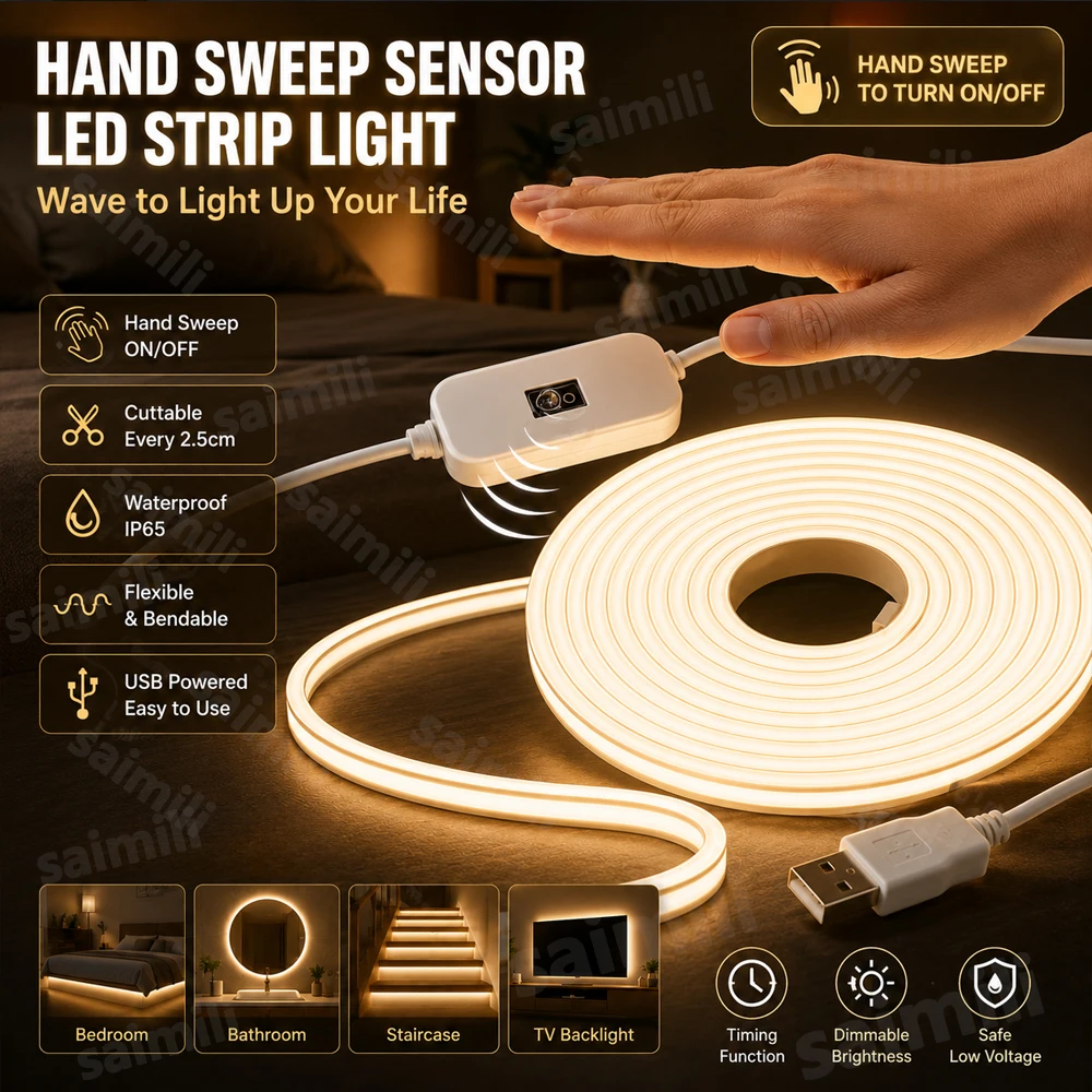USB Hand Sweep Sensor Neon LED Strip Waterproof Cuttable Dimmable Flexible Silicone Neon Rope Light for Home Decoration Lighting
USB Hand Sweep Sensor Neon LED Strip Waterproof Cuttable Dimmable Flexible Silicone Neon Rope Light for Home Decoration Lighting
