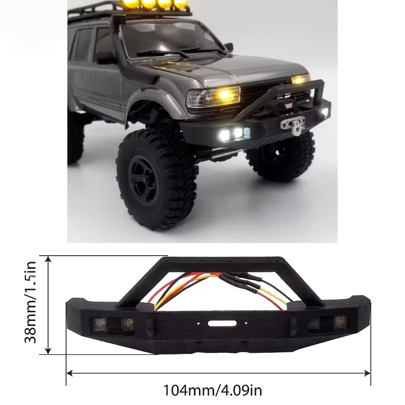 Simulation Rc Front Bumper With Led Light For Fms Fcx18 Lc80 1/18 Scale Rc Crawler Car Remote Control Upgrade Part