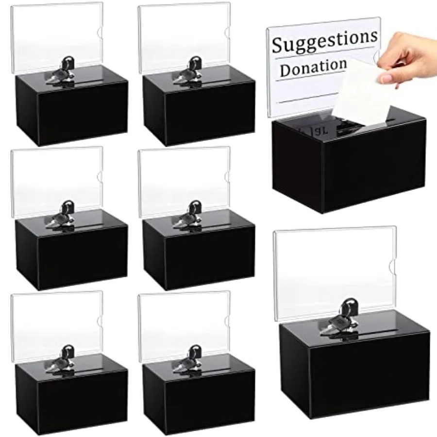 Acrylic Donation Box with Lock and Sign Holder Tip Jar Raffle Ticket Box Ballot Boxes for Fundraising Voting Suggestion Collect
Acrylic Donation Box with Lock and Sign Holder Tip Jar Raffle Ticket Box Ballot Boxes for Fundraising Voting Suggestion Collect