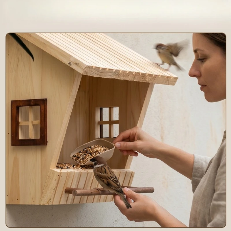 Rustic House Style Hanging Wooden Bird Feeder, Weatherproof Outdoor Courtyard Bird Feeder, Decorative Bird Feeding Container for
Rustic House Style Hanging Wooden Bird Feeder, Weatherproof Outdoor Courtyard Bird Feeder, Decorative Bird Feeding Container for
