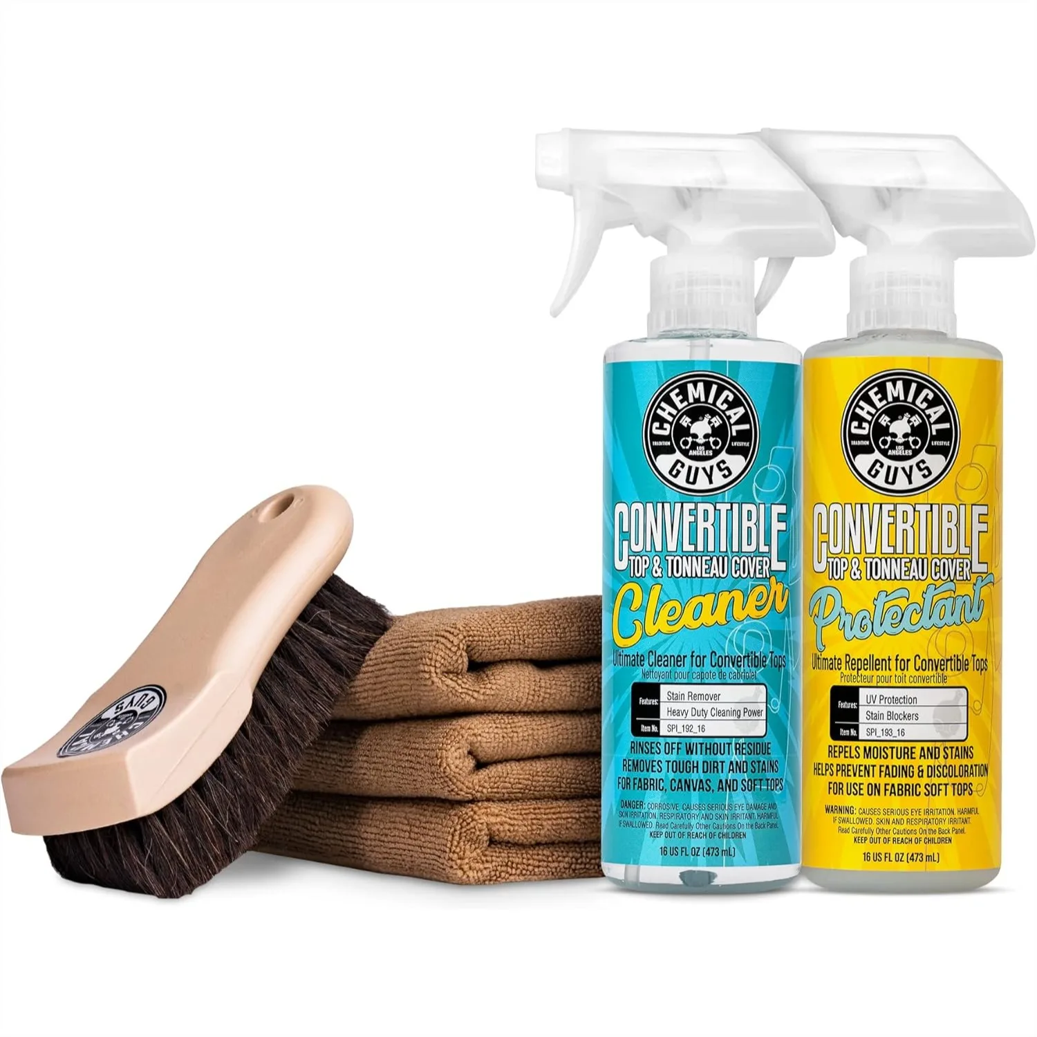 Convertible Top Care Kit for Vinyl, Fabric, Canvas, Textile, and Synthetic Soft Tops, 6 Items with Cleaner, Brush & Towels
Convertible Top Care Kit for Vinyl, Fabric, Canvas, Textile, and Synthetic Soft Tops, 6 Items with Cleaner, Brush & Towels