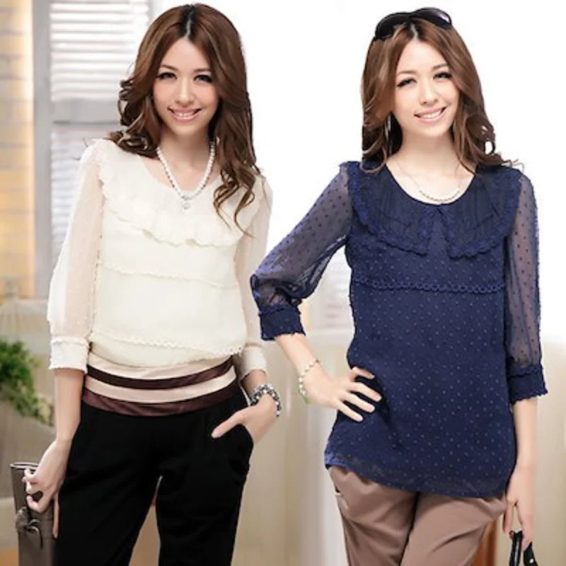 Elegant Women's Chiffon Blouse with Delicate Lace Neckline and See-Through Sleeves for Summer Ladies Tops
Elegant Women's Chiffon Blouse with Delicate Lace Neckline and See-Through Sleeves for Summer Ladies Tops