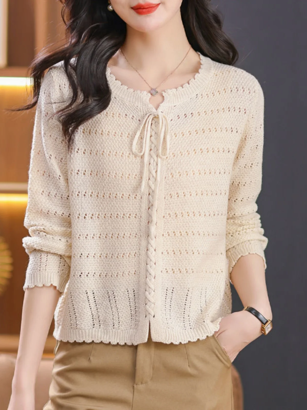 Женский свободный вязаный свитер с вырезами, нежный топ или Sle, новинка весны, подходит для юбок, лето 2022, длинный свеч
Женский свободный вязаный свитер с вырезами, нежный топ или Sle, новинка весны, подходит для юбок, лето 2022, длинный свеч