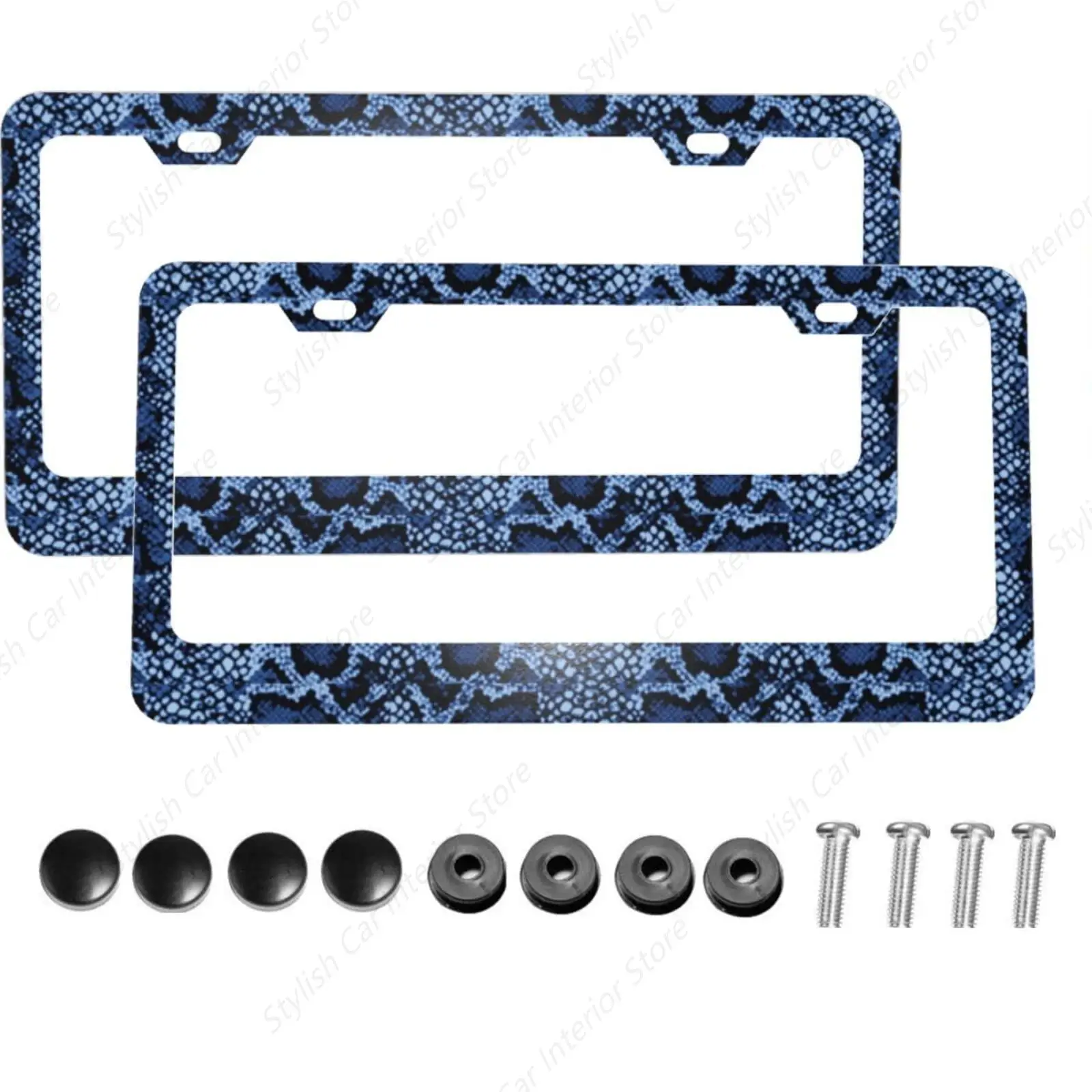 2 Pieces Blue Snake Skin Aluminum Metal License Plate Frame with Screw Caps, 2 Holes License Plate Frame Car Tag Cover Holder
2 Pieces Blue Snake Skin Aluminum Metal License Plate Frame with Screw Caps, 2 Holes License Plate Frame Car Tag Cover Holder