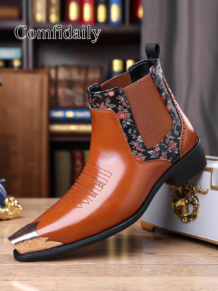 Мужские модные ботинки челси из кожи, износостойкие, удобные, в стиле вестерн-ковбой.
Мужские модные ботинки челси из кожи, износостойкие, удобные, в стиле вестерн-ковбой.