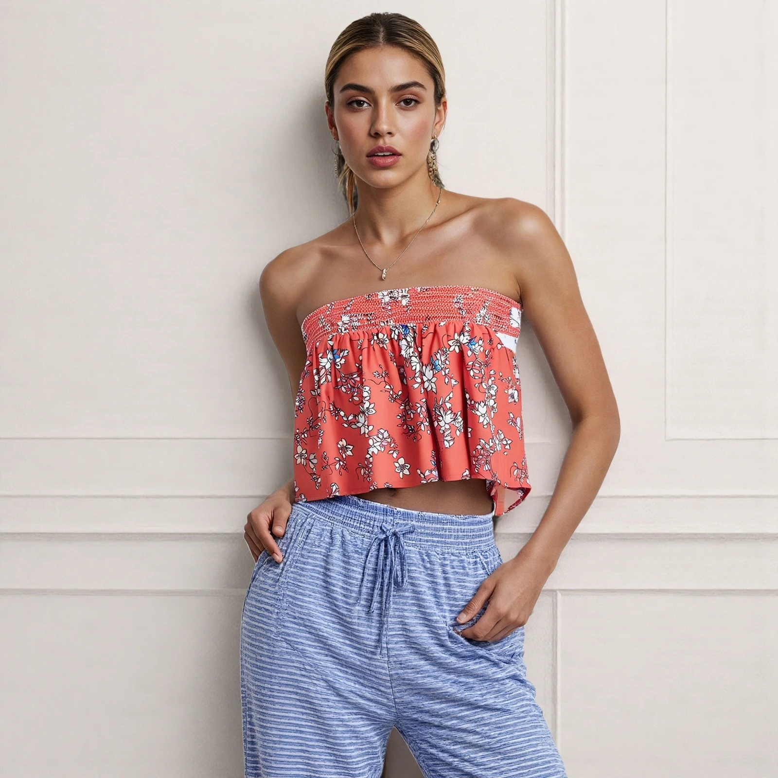 New Fashion Womens Flower Print Tube Tops Sleeveless Off Shoulder Strapless Cropped Bandeau Skin Friendly Hot Sale S M L
New Fashion Womens Flower Print Tube Tops Sleeveless Off Shoulder Strapless Cropped Bandeau Skin Friendly Hot Sale S M L