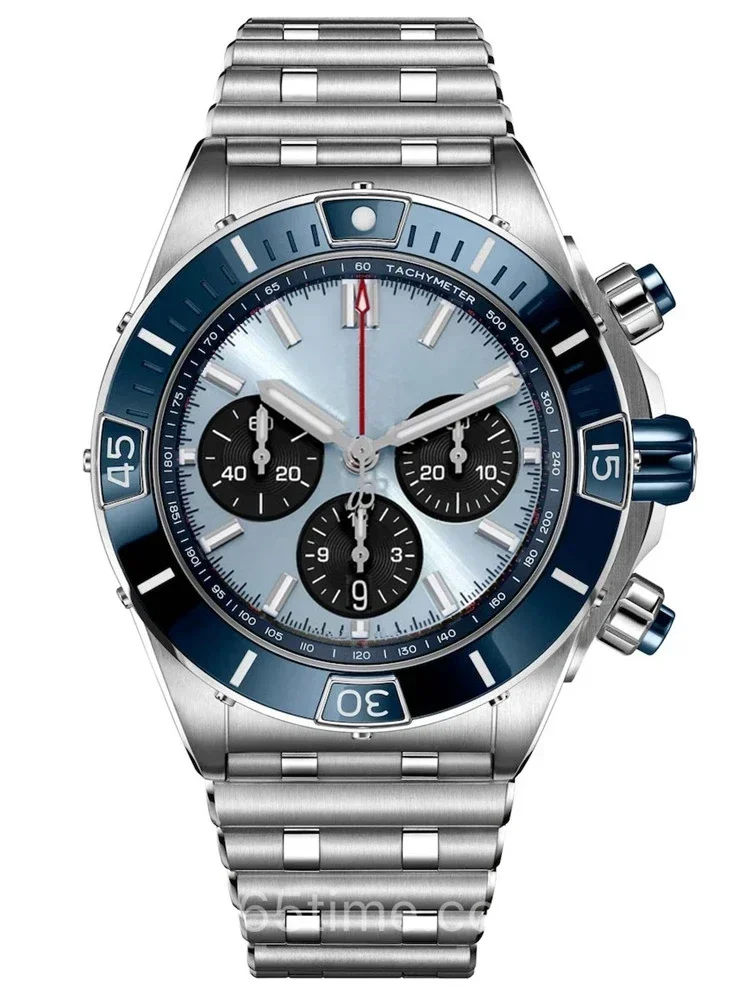 202644mm Luxury Men Quartz Chronograph Watches Chronomat Date Stainless Steel Mens Wristwatch
202644mm Luxury Men Quartz Chronograph Watches Chronomat Date Stainless Steel Mens Wristwatch