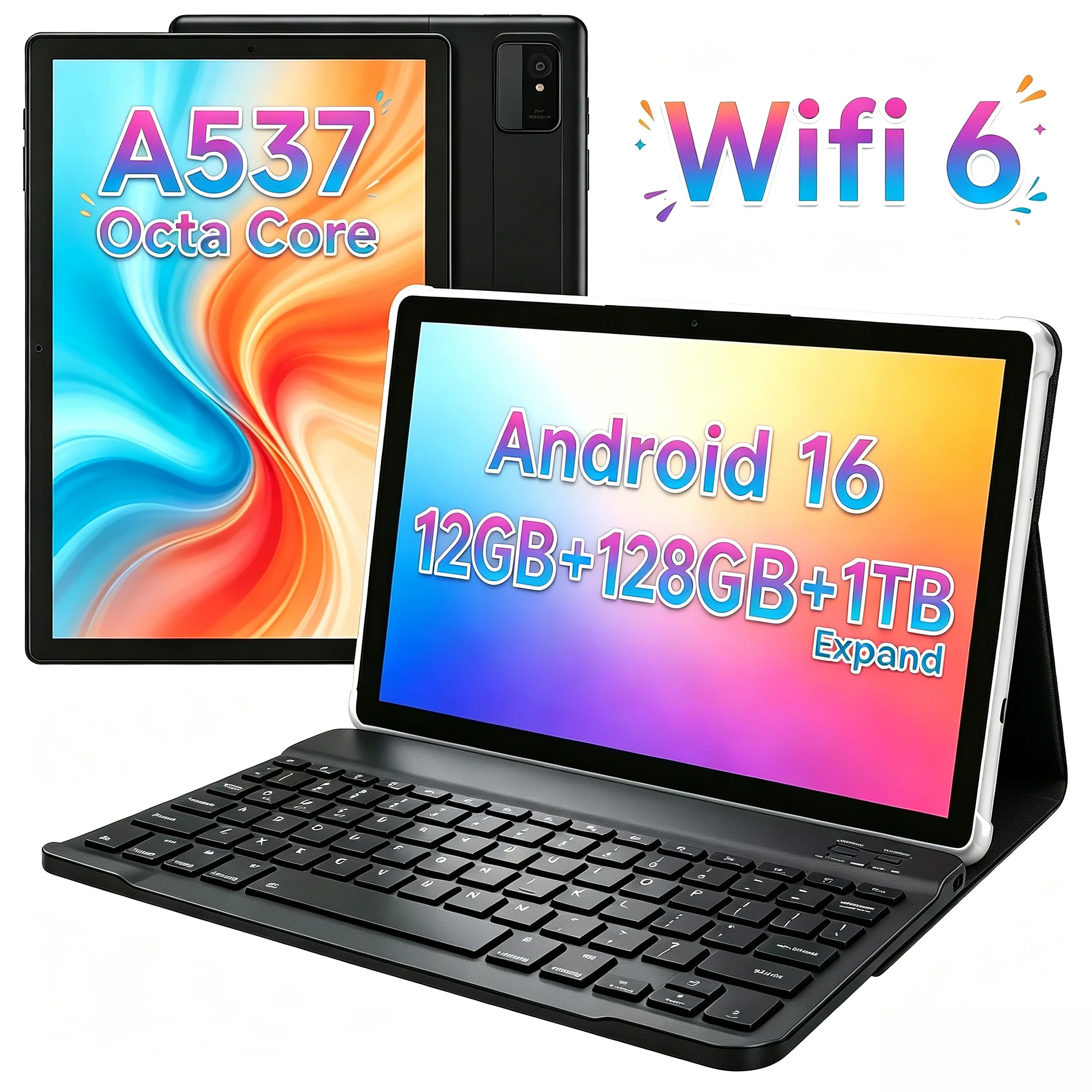10.1" Android 16 Tablet 12GB RAM+128GB ROM Octa Core 1TB Expand 5000mAh WiFi 6 Bluetooth Dual Camera Adult Tablet with Keyboard
10.1" Android 16 Tablet 12GB RAM+128GB ROM Octa Core 1TB Expand 5000mAh WiFi 6 Bluetooth Dual Camera Adult Tablet with Keyboard