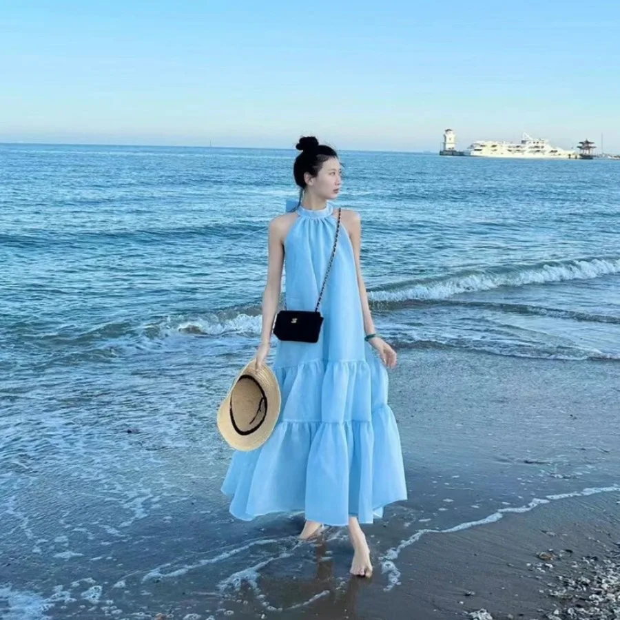 【New style】New French suspender blue dress with summer design, small man, seaside vacation mid-length dress
【New style】New French suspender blue dress with summer design, small man, seaside vacation mid-length dress
