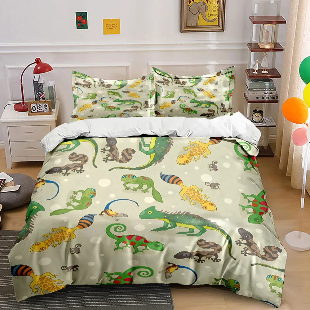 Cartoon Reptile Print Decor Set Bedding Set with 1 Duvet Cover 2 Pillowcases Single Double King Queen, Gift
Cartoon Reptile Print Decor Set Bedding Set with 1 Duvet Cover 2 Pillowcases Single Double King Queen, Gift