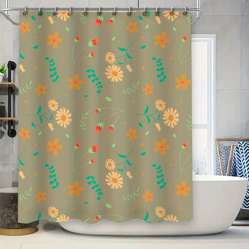 Floral Print Shower Curtain Rustic Bathroom Decor with Sunflowers Leaves in Green Background for Home Use
Floral Print Shower Curtain Rustic Bathroom Decor with Sunflowers Leaves in Green Background for Home Use