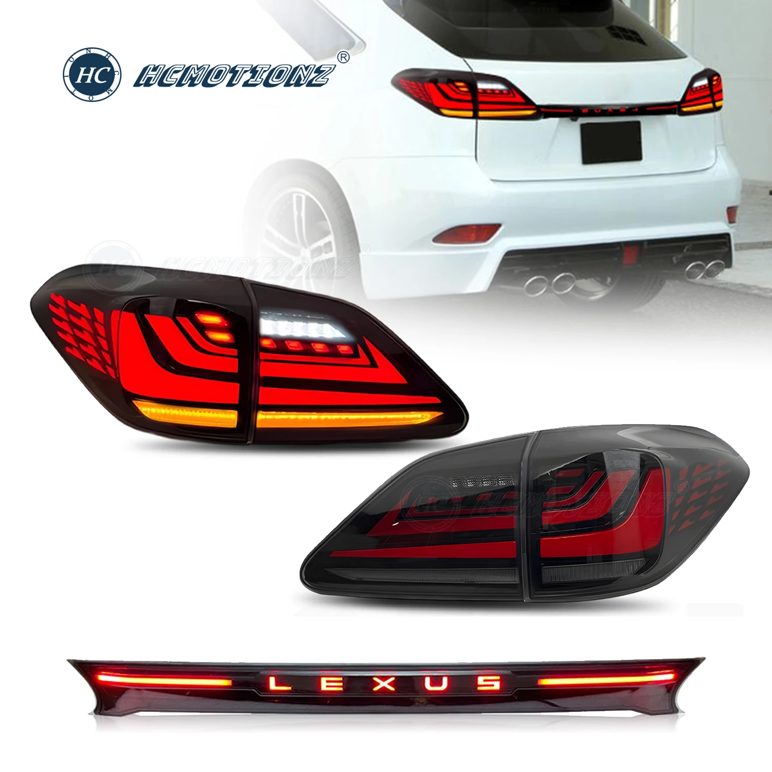 HCMOTIONZ Tail Lights for Lexus RX350 2009-2015 RX450 RX270 with Middle Lamp LED Rear Lights Assembly DRL Animation
HCMOTIONZ Tail Lights for Lexus RX350 2009-2015 RX450 RX270 with Middle Lamp LED Rear Lights Assembly DRL Animation