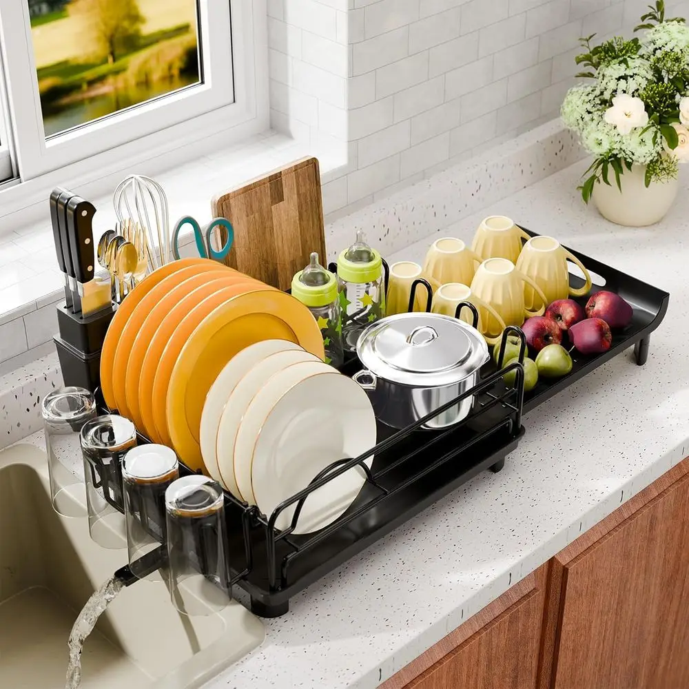 Exble Dish Drying Rack, Multiunctional Dish Drainers or Kitchen Counter, Dish Strainer with Cutlery & Cup & Utensil Holder, Blac
Exble Dish Drying Rack, Multiunctional Dish Drainers or Kitchen Counter, Dish Strainer with Cutlery & Cup & Utensil Holder, Blac