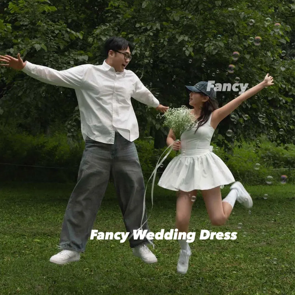 Fancy Simple Square Neck Korea Wedding Dress A Line Mini Short Bridal Gown Soft Satin Evening Party Dresses Customized
Fancy Simple Square Neck Korea Wedding Dress A Line Mini Short Bridal Gown Soft Satin Evening Party Dresses Customized