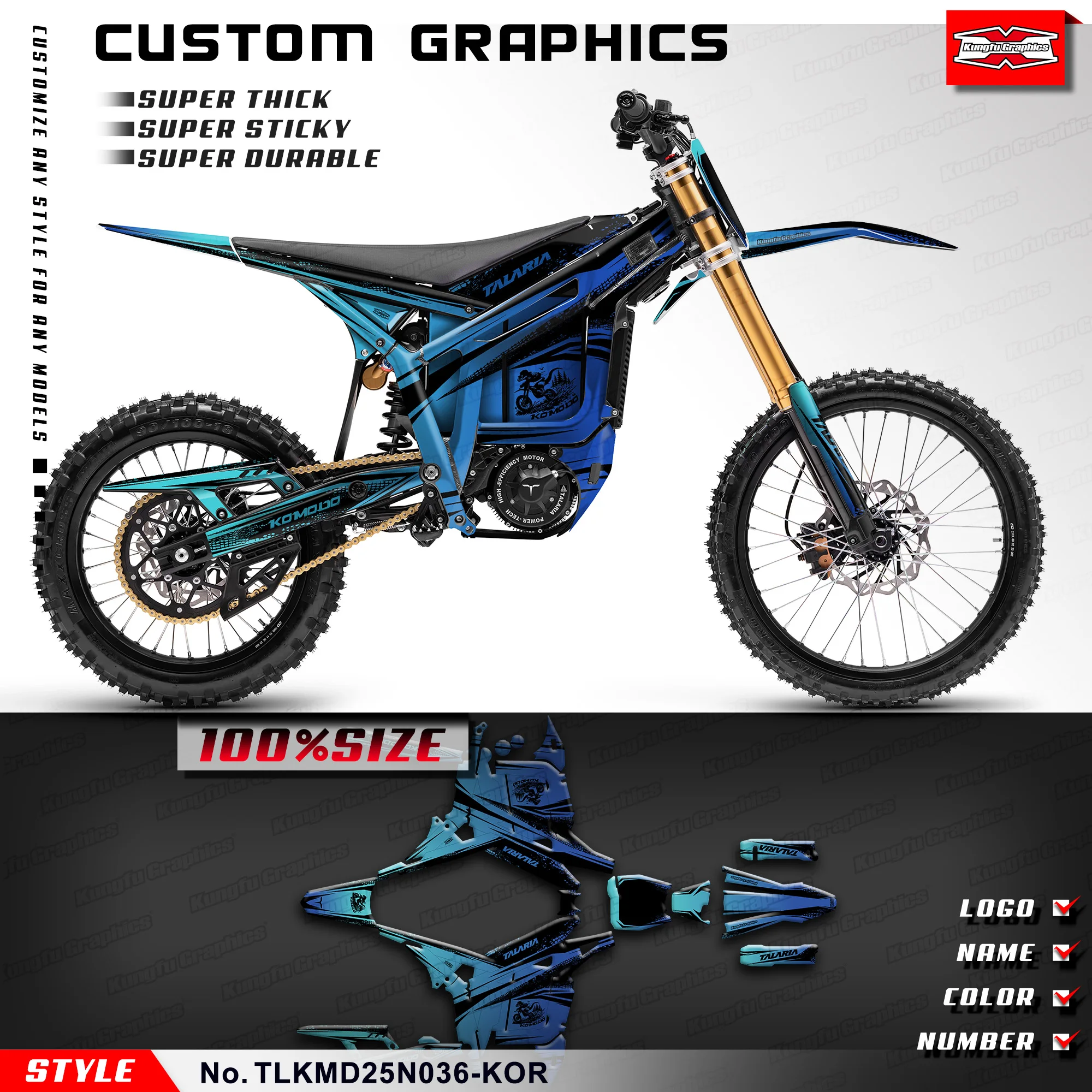 KUNGFU GRAPHICS Racing Sticker Adhesive Decals for TALARIA KOMODO, Decoration, TLKMD25N036-KOR
KUNGFU GRAPHICS Racing Sticker Adhesive Decals for TALARIA KOMODO, Decoration, TLKMD25N036-KOR