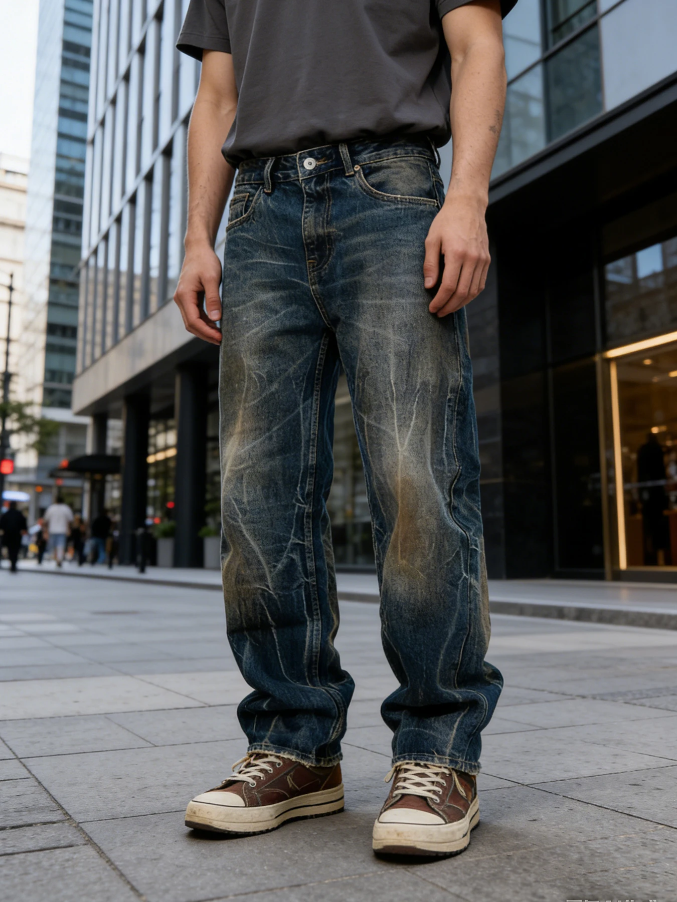 Trendy street-style heavily distressed wide-leg jeans for men, wrinkled, slimming, height-enhancing, cool and stylish long pants
Trendy street-style heavily distressed wide-leg jeans for men, wrinkled, slimming, height-enhancing, cool and stylish long pants