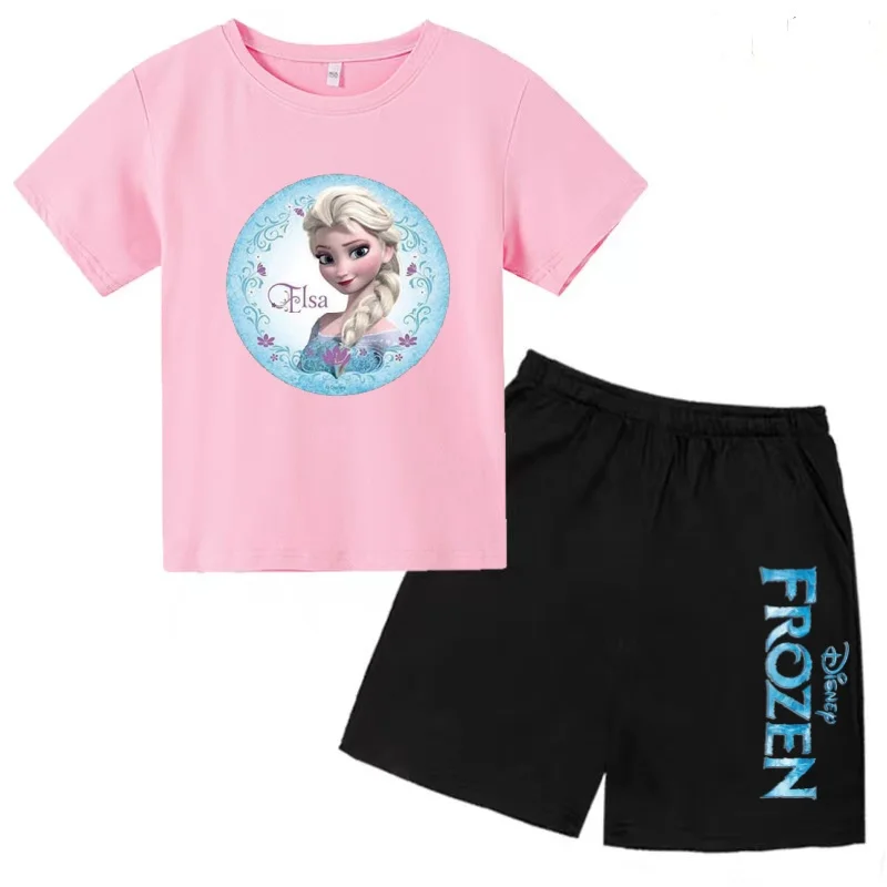 Kids Cool Summer Two-piece Set T-shirt Disney Frozen Elsa Princess 3-12Years Boys Girls Clothing Short-sleeved+Shorts Casual Set
Kids Cool Summer Two-piece Set T-shirt Disney Frozen Elsa Princess 3-12Years Boys Girls Clothing Short-sleeved+Shorts Casual Set