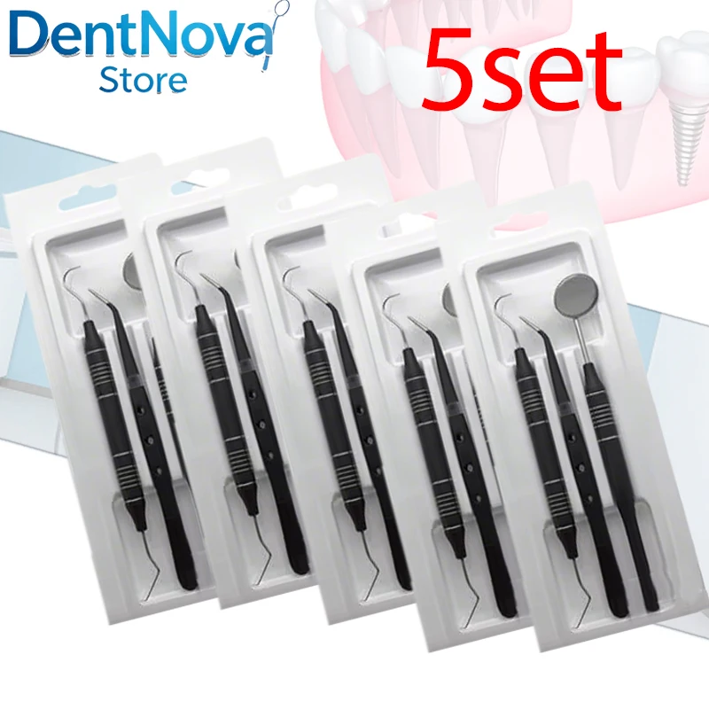 3/5 Set Dental Tools Kit Mouth Mirror Tweezers Probe Non-Slip Grip for Professional Oral Care, Teeth Hygiene, Exam
3/5 Set Dental Tools Kit Mouth Mirror Tweezers Probe Non-Slip Grip for Professional Oral Care, Teeth Hygiene, Exam
