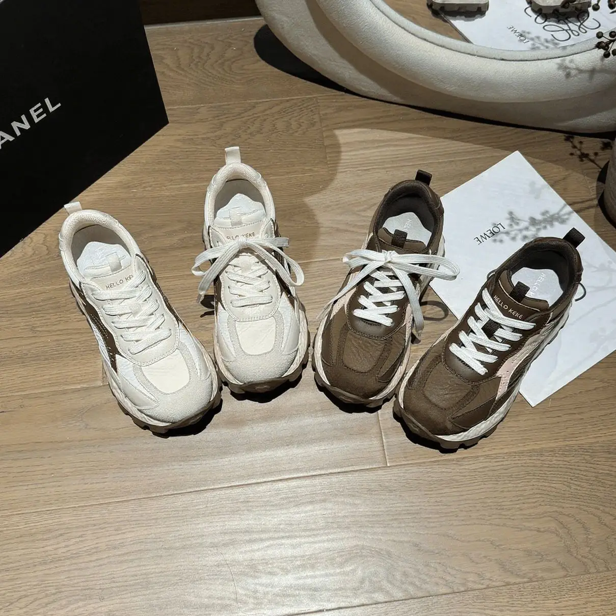 Brown And Pink Chunky Sneakers For Women Suede And Leather Upper Lace Up Design Round Toe Non Slip Thick Sole Casual Sports Shoe
Brown And Pink Chunky Sneakers For Women Suede And Leather Upper Lace Up Design Round Toe Non Slip Thick Sole Casual Sports Shoe