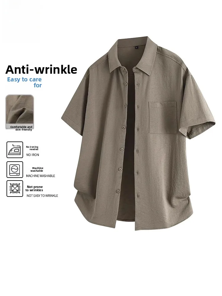 New 2026 Men's Retro Short Sleeve Shirt Ice Silk Cool Feeling Loose Top Pure Color Summer T-Shirt Youth Fashion Polyester Fiber
New 2026 Men's Retro Short Sleeve Shirt Ice Silk Cool Feeling Loose Top Pure Color Summer T-Shirt Youth Fashion Polyester Fiber