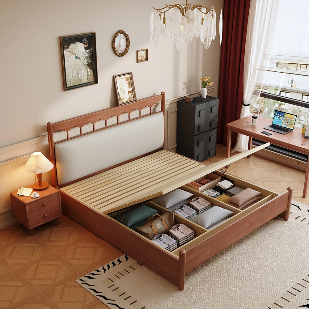 #Solid Wood Soft Bed Double Vintage Windsor Bed Nordic Cream Style Master Luxury king Size Storage Bedroom Bed
#Solid Wood Soft Bed Double Vintage Windsor Bed Nordic Cream Style Master Luxury king Size Storage Bedroom Bed