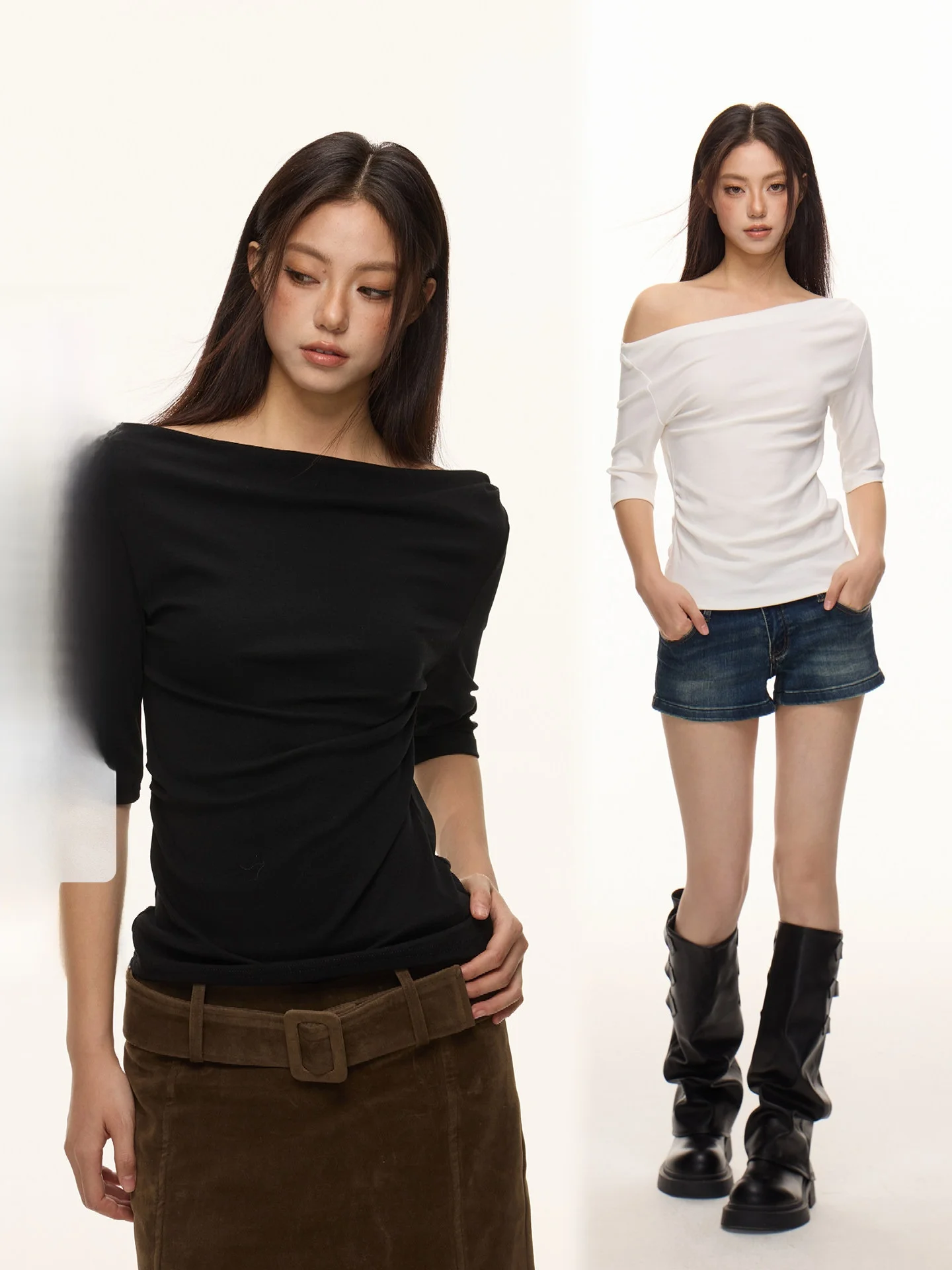 Nova B Sailing Collar Seven-Five Sleeve T-Shirt Women Slim Fit Casual Style Spring Collection Black Versatile Mid-Sleeve Top
Nova B Sailing Collar Seven-Five Sleeve T-Shirt Women Slim Fit Casual Style Spring Collection Black Versatile Mid-Sleeve Top