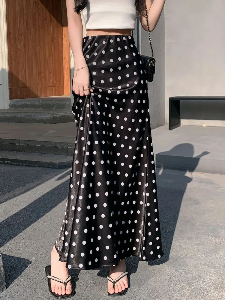 Ele Bla Acetate Satin Fi Tail Skirt Women's Summer High Waist Long Midi Skirt Bodycon f Body Skirt Polka Dot Print
Ele Bla Acetate Satin Fi Tail Skirt Women's Summer High Waist Long Midi Skirt Bodycon f Body Skirt Polka Dot Print