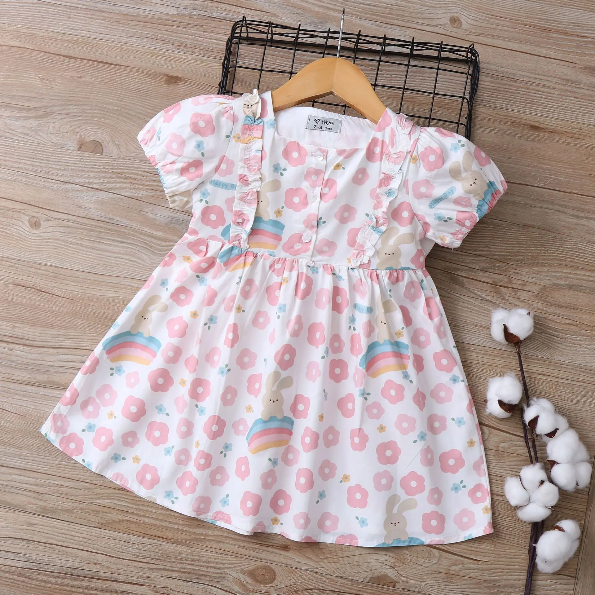 Rabbit Printed Pure Cotton Girls Dress Summer A-Class Children's Princess Dress 2024 New
Rabbit Printed Pure Cotton Girls Dress Summer A-Class Children's Princess Dress 2024 New