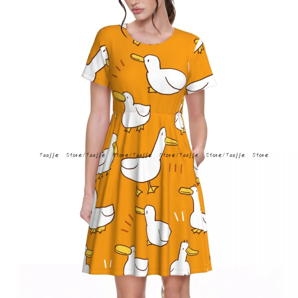 Elegant Women Dress Lovely White Goose Turn-down Collar Short Sleeve Body-Shaping Street Robe
Elegant Women Dress Lovely White Goose Turn-down Collar Short Sleeve Body-Shaping Street Robe